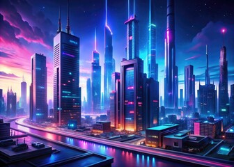 Cyberpunk Oracle: Futuristic cityscape with AI entity, enigmatic, neon-lit, cyberpunk
