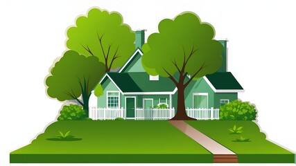 Naklejka premium green house with trees