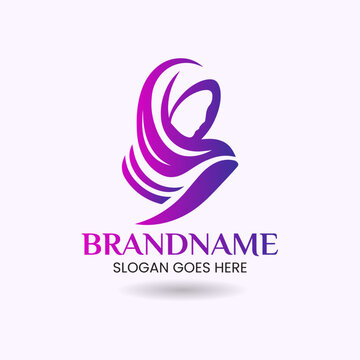 Minimalist Hijab Logo Design Template with gradient color