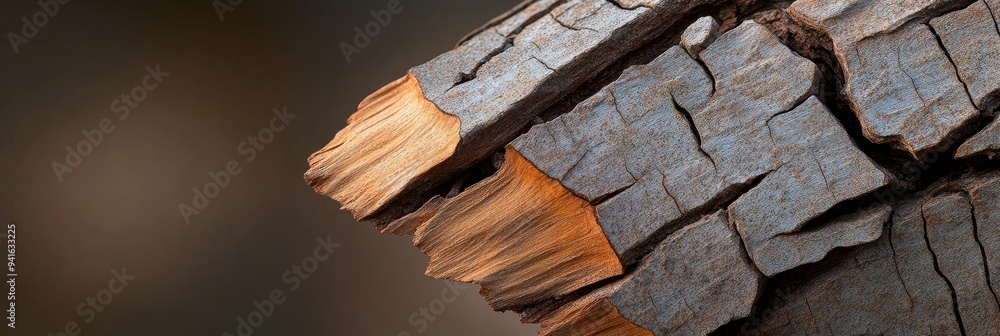 Aufkleber a close-up macro shot of pecan tree bark, highlighting the intricate patterns and textures of nature