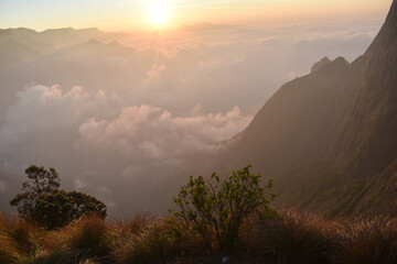 beautiful landscape sunrise at the mountain  