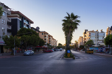 Alanya, Turkey - August 24, 2024: Calm city street at morning