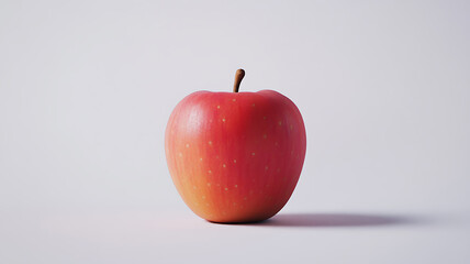 A hyperrealistic apple with vibrant colors and detailed textures, including subtle imperfections on the skin, set against a plain white background to highlight its lifelike quality.