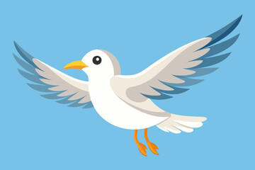 Cute flying gull bird vector art illustration