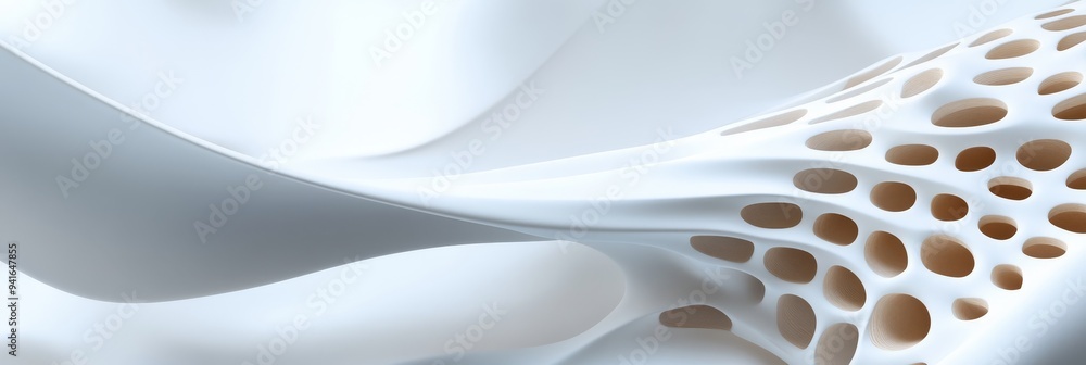 Poster a flowing white background with a textured, honeycomb-like pattern. this abstract image symbolizes n