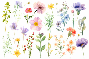 "Delicate Botanical Illustrations: A Collection of Hand-Painted Floral Designs in Soft Pastel Hues" 