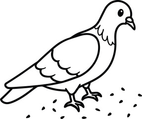 Cute pigeon line drawing ideal for kids to color engage their creativity and imagination
