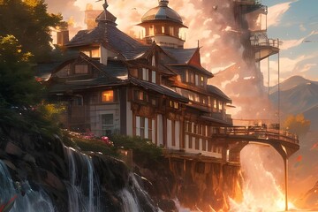Obraz premium chinese temple at night
