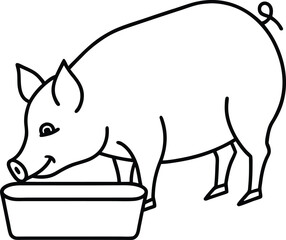 Adorable pig line art ideal for young artists to explore their imagination

