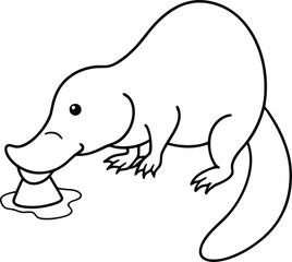 Fun and simple platypus line art illustration designed for kids to bring to life with colors
