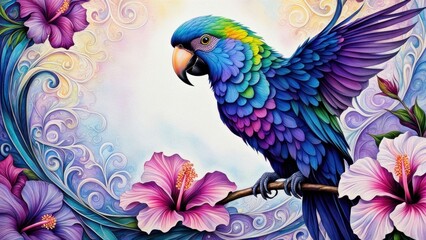 Obraz premium blue and yellow parrot created with generative AI software