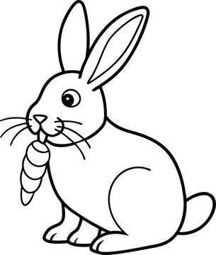 recommend clip art: Cute bunny line art designed for children's coloring books great for developing creativity and motor skills in kids
                    
                    