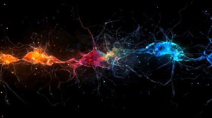 A vibrant abstract representation of cosmic energy with colorful streams and nebula-like effects.