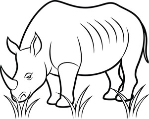 Simple and cute rhinoceros line art for kids to color and enjoy fun learning through art
