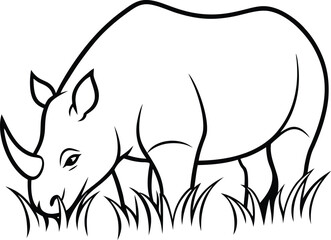 Fototapeta premium Easy-to-color rhinoceros illustration perfect for children's coloring books and creativity 