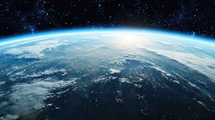 Fototapeta premium A breathtaking panoramic view from 20km above ground, capturing the curvature of the Earth and the thin atmosphere.