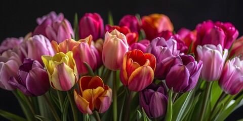 Fototapeta premium Tulips. Beautiful bouquet of tulips. colorful tulips. tulips in spring,colourful tulip 