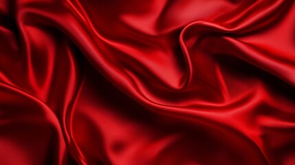 Obraz premium A luxurious red silk fabric background with soft, flowing folds. Symbolizing elegance, passion, love, royalty, and luxury.