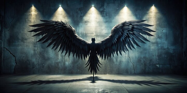 Eerie Shadowed Wings: Dark and mysterious wings, casting long shadows, creating an unsettling ambiance.