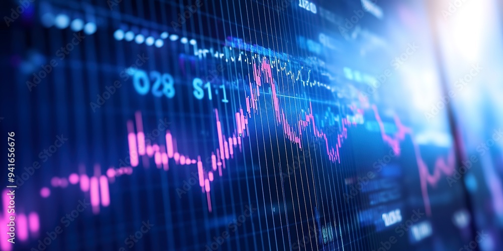 Aufkleber a minimalist yet powerful stock market chart on a high-quality computer monitor, emphasizing simplic