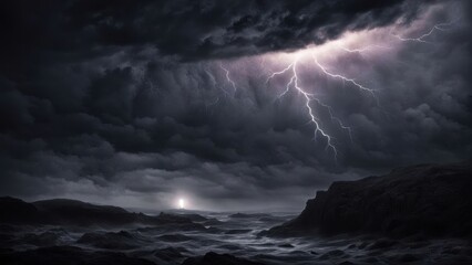 storm clouds over the sea created with generative AI software
