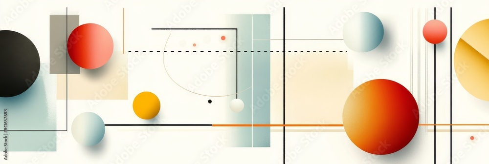 Poster a modern abstract design featuring a geometric pattern with circles and lines in pastel colors. the 