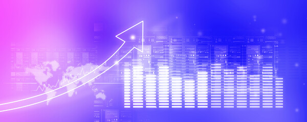 2d illustration Stock market online business concept. business Graph 