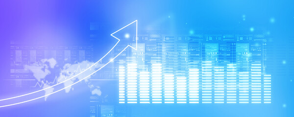 2d illustration Stock market online business concept. business Graph 