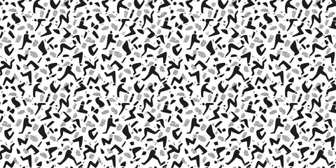 Exercise-themed pattern with energetic, fitness-related elements. seamless background pattern