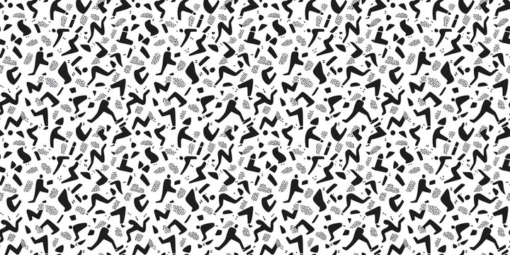 Exercise-themed pattern with energetic, fitness-related elements. seamless background pattern