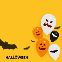 Vector illustration of Happy Halloween social media feed template
