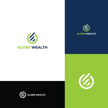 Globe wealth logo design, property logo design for easy editable file, property wealth logo vector