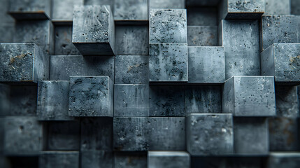 Abstract gray concrete blocks arranged in a repeating pattern.