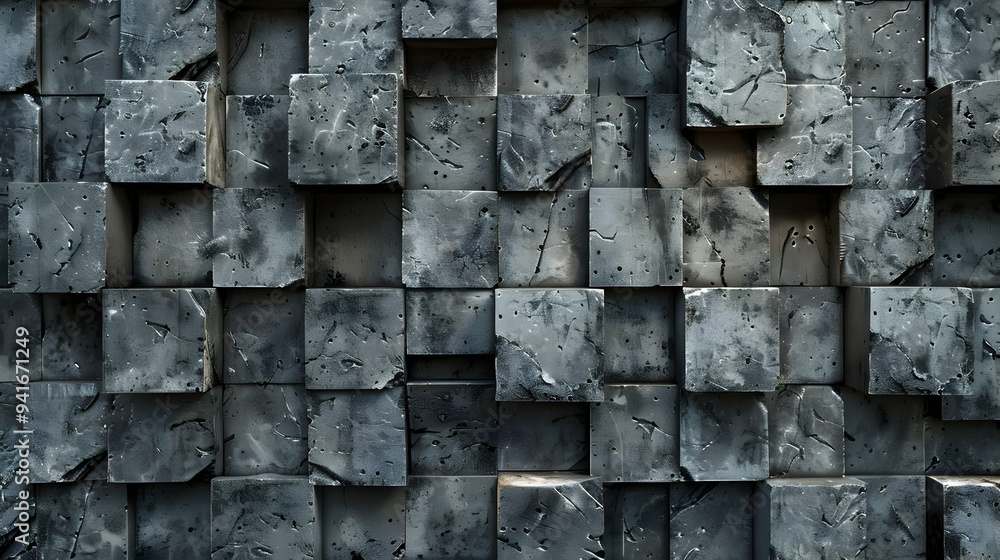 Poster abstract pattern of square shapes with a textured surface.