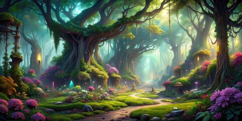 Enchanted Forest: Mystical, ethereal, vibrant, lush, ethereal