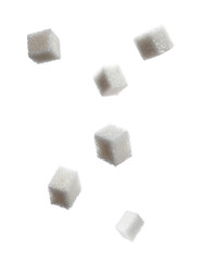 Falling Sugar Cubes Isolated on White Background Transparent PNG