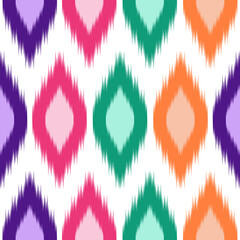 Fototapeta premium Colorful of Ikat pattern, Thai art design, Ikat Ornament style, Ikat Print. Abstract geometric seamless pattern background traditional ethic for decoration, clothing, fabric, textile, fashion.