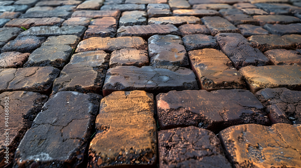 Poster close-up of a textured cobblestone path.