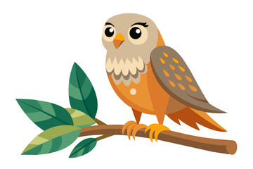 Cute illustration of harrier sitting on the branch vector art illustration 