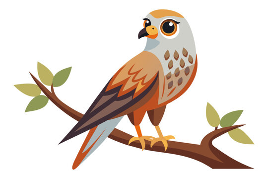 recommend clip art: Cute illustration of harrier sitting on the branch vector art illustration 
