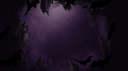 Obraz premium Gothic Halloween Background with Bats and Dark Frame. AI generated image