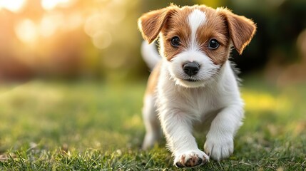 Playful puppy enjoying the grass perfect for creating vibrant and happy pet photography scenes