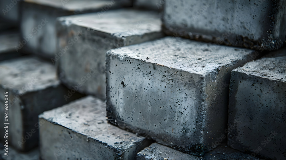Poster close-up of stacked concrete blocks with a rough, textured surface.