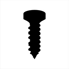 Black screw silhouette vector illustration design on white background.