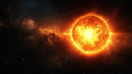 A stunning image of the bright sun against a dark starry sky, showcasing the contrast between the intense light of the sun
