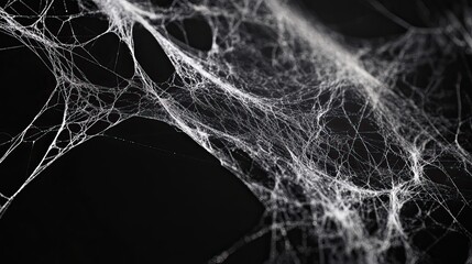 Intricate Halloween Spiderwebs in Dark Atmosphere. Background. AI generated image