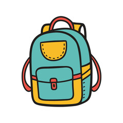 Backpack colored doodle hand-drawn vector icon