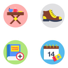 Set of Travel and Enjoyment Flat Icons

