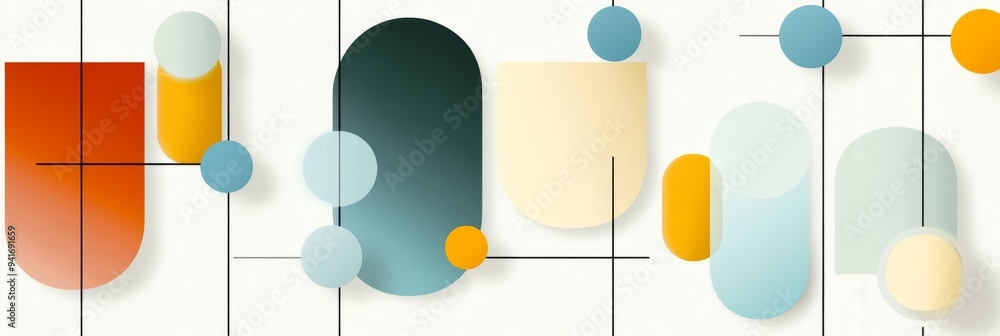 Aufkleber a vibrant abstract geometric pattern featuring pastel colors and shapes, creating a visually appeali