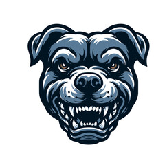 Vector Illustration of Angry Pitbull Head - Ideal for Logos, Labels, and Posters